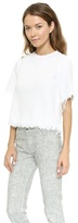 Thumbnail for your product : Alexander Wang T by Crewneck Crop Top with Frayed Hem