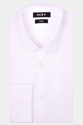 DKNY Slim Fit White Single Cuff Stretch Shirt