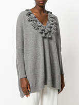 Thumbnail for your product : Veronique Branquinho oversized jumper with crochet tassel neckline