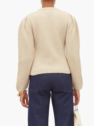 Lemaire Pleated-sleeve Ribbed Wool Sweater - Cream