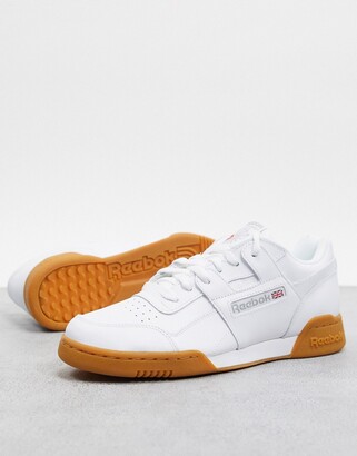 Reebok workout plus sneakers in white with gum sole - ShopStyle