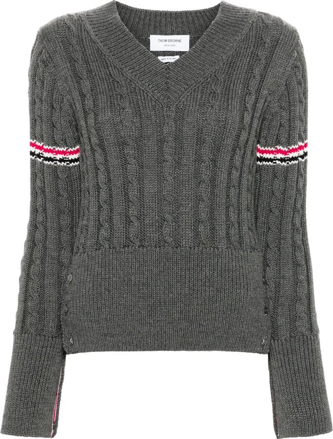 Thom Browne RWB-stripe cable-knit jumper
