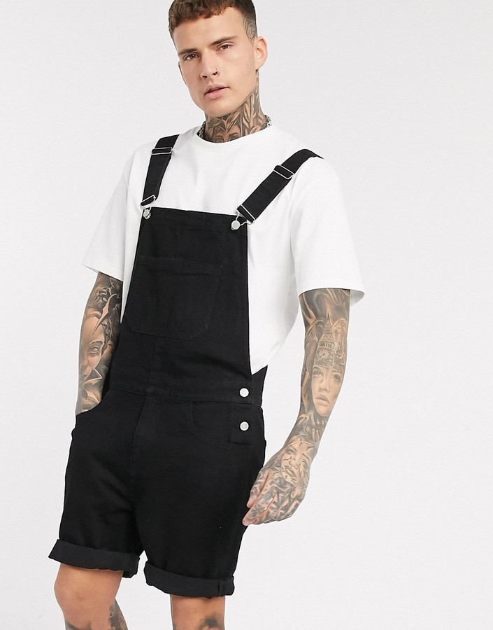 black denim overall shorts mens