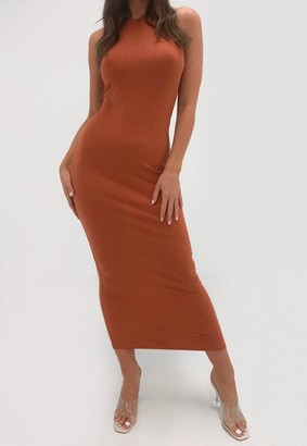 rust orange midi dress