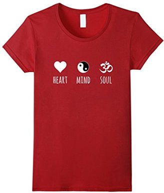 Women's Heart Mind and Soul - Ying Yang - Om Symbol / Yoga T-Shirt Small