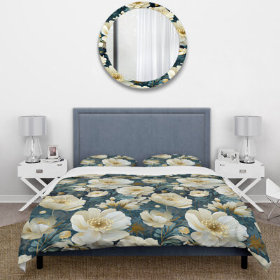 Design Art Ivory Elegant Floral Pattern I Bedding
