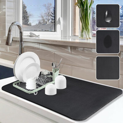xinchentong Dish Drying Mat For Kitchen Counter, 16"X24" Dish Drying Pad With Non-Slip Rubber Backed, Hide Stain Anti Absorbent For Kitchen Counter, Drying Mat Fo