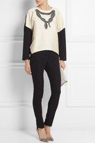 Thumbnail for your product : Giambattista Valli Paneled embroidered satin-twill and cotton top