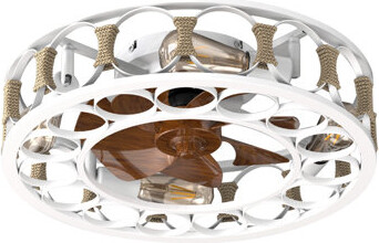 17 Stories Caged Ceiling Fan With Lights Remote ControlSemi -Embedded Modern Ceiling Fans 6 Speeds Reversible Blades 4 Led Bulbs Include(White)