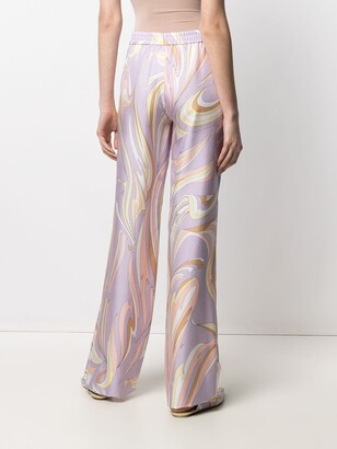 Emilio Pucci Abstract-Print Silk Flared Trousers