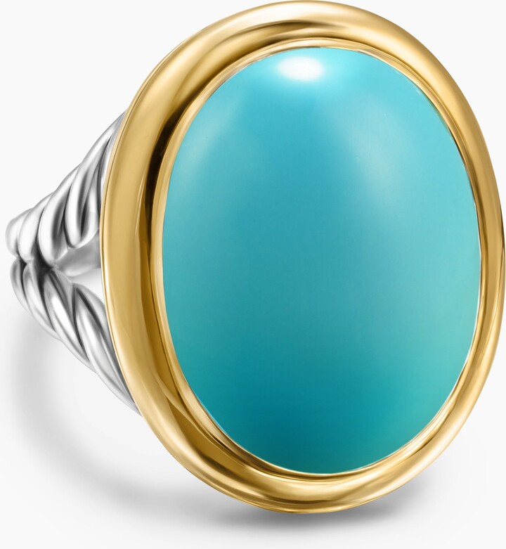 David Yurman Albion? Oval Ring in Sterling Silver with 18K Yellow Gold and Turquoise | Women's | Size 5