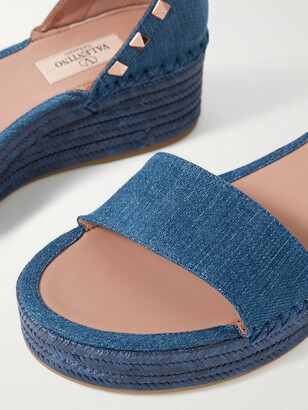 【Valentino Garavani】Rockstud 55 エスパドリーユ ウェッジ Valentino Garavani Rockstud Metallic Wedge Espadrille