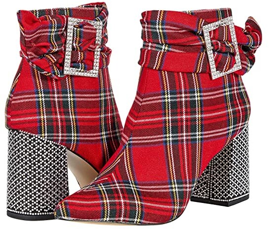 red plaid boots