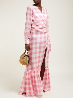 Adriana Degreas Gingham Wrap Maxi Skirt - Pink