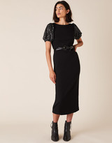 Thumbnail for your product : Monsoon Brianna Sequin Sleeve Jersey Midi Dress Black