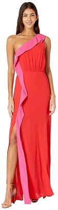 BCBGMAXAZRIA Color-Blocked Gown (Rosso Combo) Women's Dress