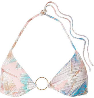 Melissa Odabash Miami Embellished Printed Triangle Bikini Top - Baby pink