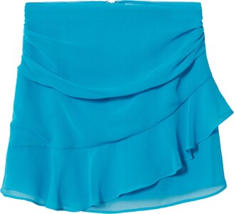MANGO Ruffle Ruched Miniskirt