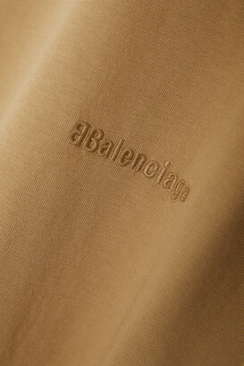 Balenciaga Embroidered Cotton-jersey T-shirt - Brown