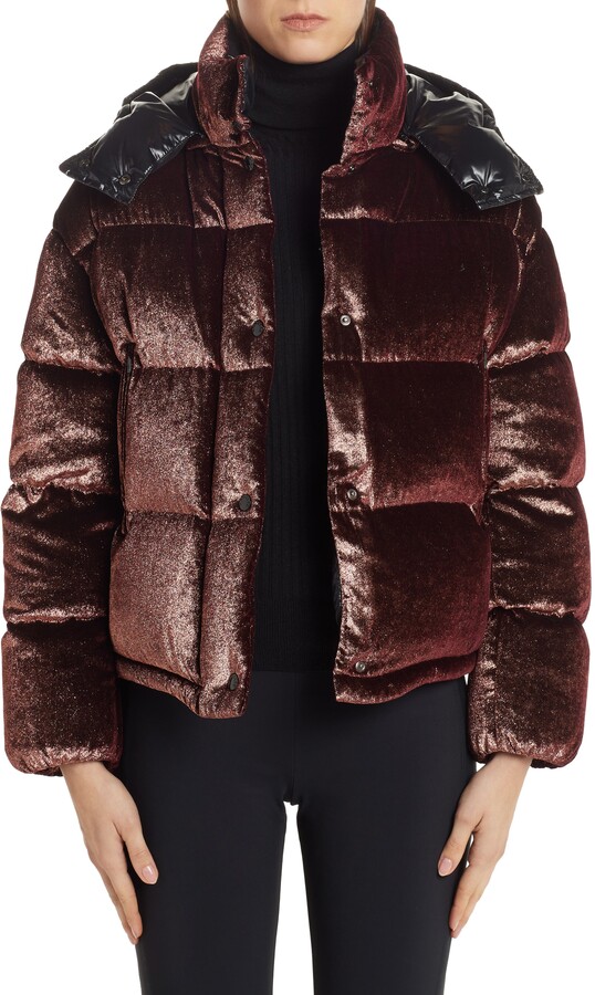 Moncler Caille Glitter Velvet Quilted Down Puffer Coat - ShopStyle