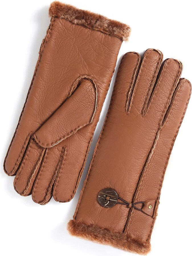 YISEVEN Women's Merino Rugged Sheepskin Shearling Leather Gloves Sherpa