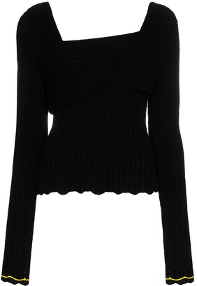Bottega Veneta asymmetric V-neck knit top