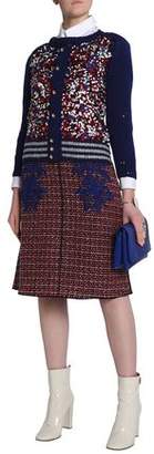 Marc Jacobs Lace-Appliquéd Wool-Tweed Skirt