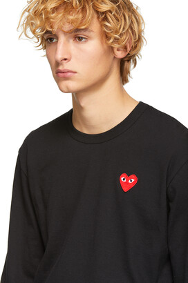 Comme des Garçons PLAY Play Black & Red Heart Patch Long Sleeve T-Shirt