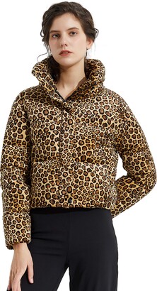 Orolay Women's Short Winter Down Coat Leopard Print Jacket Leopard L