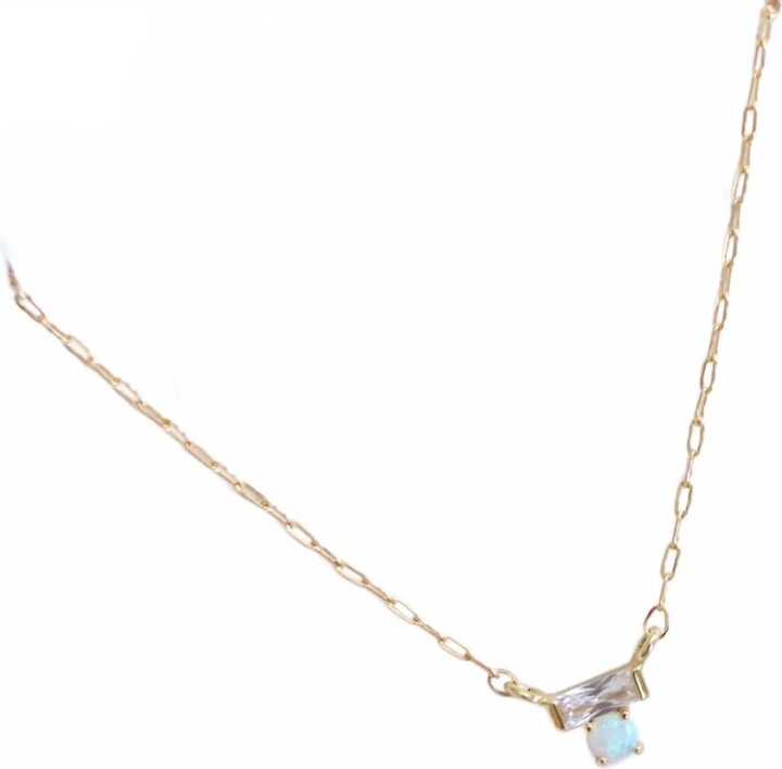Mesa Blue Women's Mini Cubic Zirconia Opal Necklace In Gold