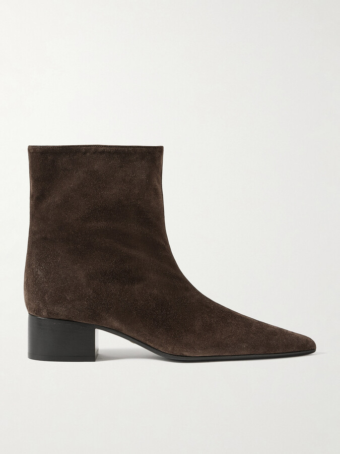 KHAITE Andee Suede Ankle Boots - Brown