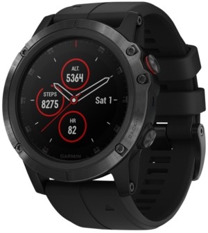 Garmin Unisex fenix 5x Plus Black Silicone Strap Smart Watch 51mm