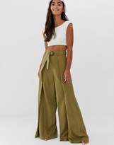 Thumbnail for your product : Monki wide leg beach trousers in khaki