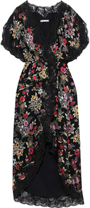 Alice + Olivia Adele Floral-print Fil Coupe Chiffon Midi Wrap Dress
