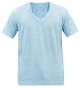Thumbnail for your product : 120% Lino V-neck Linen T-shirt - Mens - Light Blue