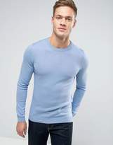 Thumbnail for your product : ASOS Cotton Crew Neck Sweater in Muscle Fit