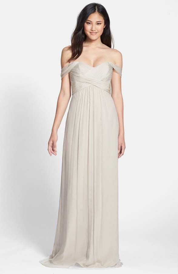 Amsale Convertible Crinkled Silk Chiffon Gown - ShopStyle Evening Dresses