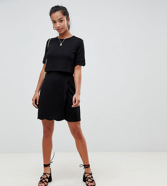 scallop hem embellished crop top midi dress