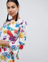 Thumbnail for your product : ASOS DESIGN fluted sleeve midi dress in summer floral print