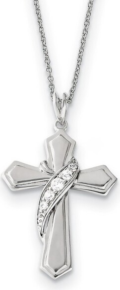 Black Bow Jewelry Co. BlackBowJewelryRhodiumPlatedSterlingSilver&CZMyJourneyofHopeCrossNecklace
