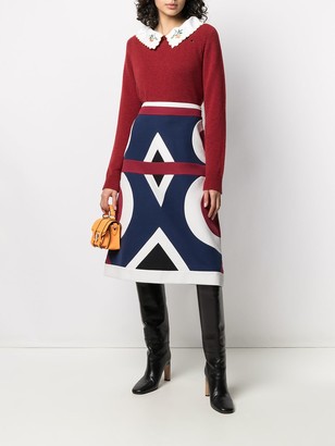 Ports 1961 panelled A-line skirt