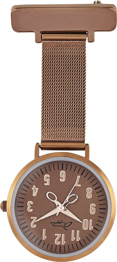 Bermuda Watch Company Brown Annie Apple Rose Gold/Coffee Mesh Nurse Fob Watch