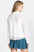 Thumbnail for your product : Lily White Crochet Trim Blouse (Juniors)