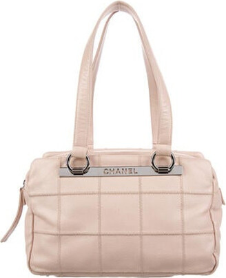 Chanel Nude Beige Square Quilted Caviar Leather LAX Bowler Bag