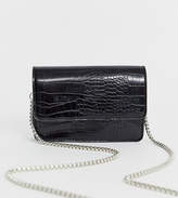 Thumbnail for your product : Glamorous black mock croc crossbody with chain strap