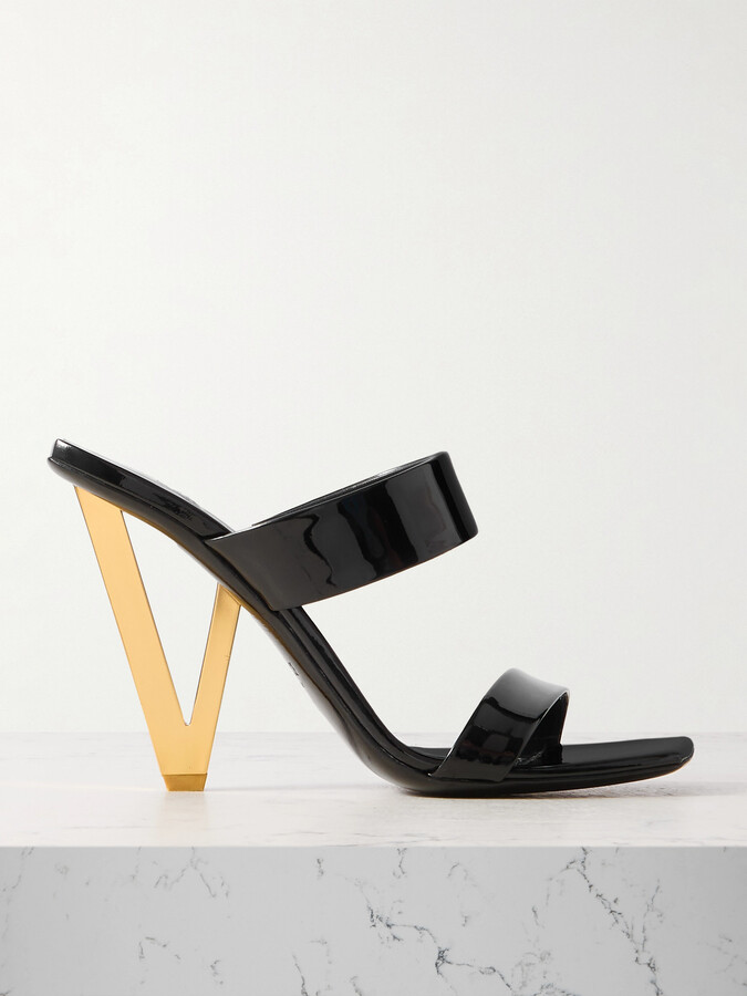 Versace Embellished Patent-leather Sandals - Black