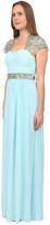 Thumbnail for your product : Sue Wong Crisscross Bodice Bolero Gown in Turquoise