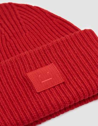 Acne Studios Pansy N Face Beanie in Ruby Red