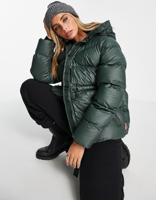 Hunter A-line puffer coat in arctic moss - ShopStyle