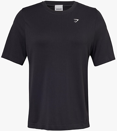 Gymshark Womens Gs Black Everyday Seamless Logo-Print Stretch T-Shirt Xxl